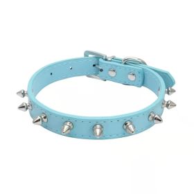 Anti-Bit Pet Necklace; Durable Dog Rivet Collar For Puppy; Pet Supplies (Color: Blue, size: XS)